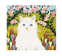 Ltt-Ydd-Ccl Opera d'arte di Maud Lewis The White Cat Dipinti su tela, riproduzione artistica, primitivismo su tela, per soggiorno, decorazione della casa (senza cornice-50 x 55 cm)