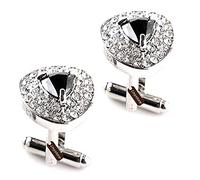 Ltvystore Jewelry - Gemelli a forma di cuore con strass bianchi e cristalli neri, per donne e uomini, con scatola, one size, Vetro, Cristallo