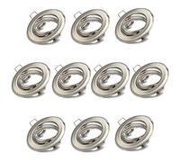 Lu-Mi Set 10 faretti led da incasso per cartongesso GU10-10 pezzi cornice di montaggio in acciaio inox spazzolato incl. attacco GU10 per lampade a led o alogene, orientabile a 30°, rotante, tondo