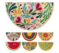 LUA VIKA Zerbino ingresso esterno cocco - Flora - 40x70 cm - tappeto ingresso esterno casa - zerbino cocco mezzaluna - zerbini moderni e originali