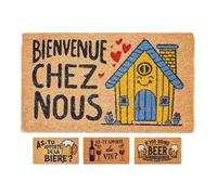 LUA VIKA Zerbino ingresso esterno simpatico, tappeto ingresso interno, zerbino cocco, zerbini per ingresso esterno divertenti 40x70x1,5 cm, Bienvenue