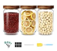 Luabue 3 Pezzi Contenitori Vetro Pasta Barattoli di Cucina in Vetro con Coperchio in Legno 740ml per Alimenti, Pasta, Cereali, Legumi, Caffè