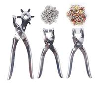 Luabue 3 Pezzi Pinze Fustellatrice Occhiellatrice Perforatrice per Cuoio e Cinture Pinza Buchi Cintura con 6 Fori Intercambiabili Rotondo Fora Cintura Fustelle da 2,5/3/3,5/4/4,5/5mm