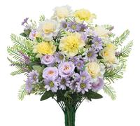 Luabue Fiori Artificiali Decorativi Lilla, Rosa, Crisantemo, Lavanda e Erba Persiana Bouquet di Fiori Finti Fiori Artificiali per Soggiorno Camera da Letto Balcone Decorazione Matrimonio