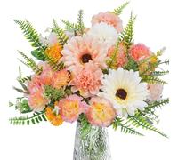 Luabue Fiori Artificiali Garofani Lillà rosa Crisantemi Lavanda e Erba Persiana Bouquet di Fiori Artificiali Fiori Finti per Decorazioni Soggiorno Tavolo da Pranzo Matrimonio