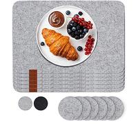 Luana Rose Tovagliette Lavabili - Set di 12 in Antracite - Sottobicchieri in Feltro 44x32 cm - Tovagliette Tavolo di Alta Qualità - Set Tovagliette e Sottobicchieri - Grigio