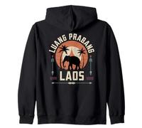Luang Prabang Laos Tramonto, Divertente Tempio e Elefante Design Felpa con Cappuccio