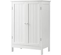 LUARANE - Armadietto da bagno a pavimento, in legno, con doppie ante, semplice armadio portaoggetti doppio, adatto per cucina, bagno, 59,7 x 35,6 x 86,4 cm (bianco)