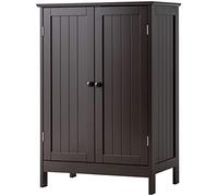 LUARANE - Armadietto da bagno a pavimento, in legno, con doppie ante, semplice armadio portaoggetti doppio, adatto per cucina, bagno, 59,7 x 35,6 x 86,4 cm (marrone)