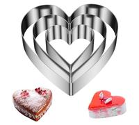 Luazvilkpsar 3 Pezzi Coppapasta di Cuore, Anello per Torte Acciaio Inossidabile Coppapasta Tondi Altezza 4.5 cm, Stampo per Torte Diametro 10/15/20 cm per Torte, Mousse, Pasticceria