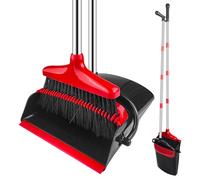 Luazvilkpsar Set Scopa e Paletta, Set di Scopa e Paletta, Paletta Richiudibile con Denti a Pettine per Casa, Scopa Alta e Paletta Verticale in Acciaio Inox, Broom And Dustpan Set per Interni Giardino