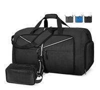 Lubardy Borsone da Viaggio Grande 65L Pieghevole Borsone Palestra Uomo Impermeabile Borsa Sportiva Donna Ultra-Leggero con Scomparto per Scarpecon Nero