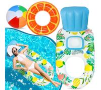 Lubbi Materasso ad aria doppio,Amaca Gonfiabile,Poltrona Doppia Gonfiabile con schienale,Materassino gonfiabile,anello da nuoto gonfiabile,Palloni da Spiaggia Gonfiabili,Beach Ball,Bambini e Adulti