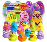 Lubibi 12 Pezzi Uovo di Pasqua Plastica Giocattolo Paperella di Gomma Morbidi a Tema di parperelle di Gomma per Pasqua paperelle per Bagnetto,Uova di Pasqua Piene di con Giocattoli Regalo Bambini