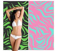 Lubibi 2 Telo mare microfibra,Asciugamano da spiaggia,coperta da Spiaggia,asciugatura rapida,Leggero e Portatile,80x160cm,per Spiaggia,Viaggi,Campeggio,Piscina,Fitness,Yoga(Increspature dell'acqua)