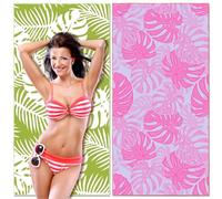 Lubibi 2 Telo mare microfibra,Asciugamano da spiaggia,coperta da Spiaggia,asciugatura rapida,Leggero e Portatile,80x160cm,per Spiaggia,Viaggi,Campeggio,Piscina,Fitness,Yoga,Sauna(motivo botanico)
