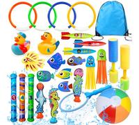 Lubibi 26 Giocattoli da Immersione,Giocattoli da Piscina,Anelli da Immersione,Torpedo Banditi,Piscina Subacquea Immersioni Giocattolo,Set Nuoto Giochi d'affondamento Addestramento Regalo per Bambini