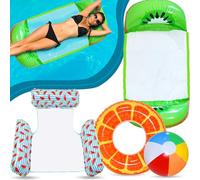 Lubibi 4 pack Amaca Gonfiabile Galleggiante, 2 pcs Amaca Gonfiabile Dell'Acqua, Salvagente Gonfiabile per Adulti, Palloni da Spiaggia, Giocattoli Estivi Per La Piscina da Spiaggia per Bambini e Adulti