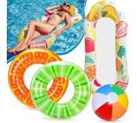 Lubibi 4 Pack Anello di Nuoto Gonfiabile, Frutta Anello di Nuoto Gonfiabile Galleggiante, Amaca Gonfiabile, Divertenti Palloni da Spiaggia, per i Giochi Estivi Bambini Adulti Piscina e Beach Party