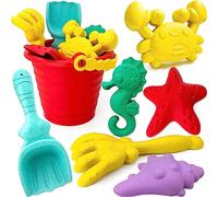 Lubibi 7 Pezzi Giocattoli da Spiaggia Set, Giochi da Spiaggia per Bambini, Giochi Spiaggia con Stampi, Benne, Pale e rastrelli, Giocattoli da Spiaggia per Ragazzi Ragazze,Regali Estivi per Bambini.