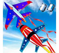 Lubibi Aquilone per Bambini e Adulti, 2 PCS Aereo Aquiloni a Linea Singola, con Maniglia, 100 Metri di Filo e Coda Lunga, Facili da Far Volare, Giochi di Aquiloni per Bambini e Adulti Dai 3 Anni in su