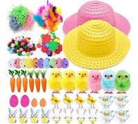 Lubibi Cappello Di Pasqua,Da Festa Di Pasqua Cappelli,Fai Da Te Bambini Cappello Mestiere Kit,uova di Pasqua,pulcini,Kit per cappellino pasquale per bambini,per feste di Pasqua,Regalo Bambini Pasqua