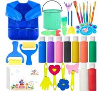 Lubibi Colori a Dita per Bambini Lavabili Pitture Dita Bambini,Atossici,Set di pittura per bambini,con Libro da Disegno,Spugna,Tavolozza, Grembiule,per Dipingere Apprendimento Precoce,Disegno Regalo