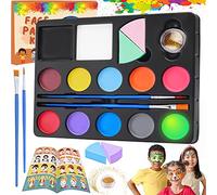 Lubibi Colori Trucco Viso Bambini,Body Paint Tavolozza,12 Colori(2 Fluorescente),1 Glitter,Truccabimbi Kit,Trucchi Bambina anallergici,Kit Halloween Carnevale Pasquale Cosplay Pasqua Compleanno Trucco