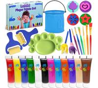 Lubibi Pittura per Le Dita Bambini,12 Colori, Lavabile con Acqua,Atossici e Sicuri, Educazione Precoce Regalo,Artigianato Familiare,Bambini Colori Per Mani Kit di Pittura D'arte Regali per Artisti