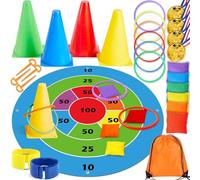 Lubibi Set da Giochi da Esterno per Bambini, 8 in 1 Set da Gioco del Lancio dell'anello, con Sacchetti di Fagioli Coni di plastica, Accessori per giochi per feste di compleanno in giardino spiaggia