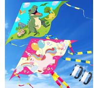 Lubibi Set di 2 aquiloni per bambini, Aquiloni a tema unicorno e dinosauro, 150x110cm, con corda per aquilone 100m e una maniglia, Adatto a bambini e adulti Aquiloni sportivi all'aperto