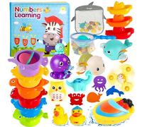 Lubibi Set di Giochi Bagnetto Neonato Giocattoli, 25 Pcs Giocattoli Per La Vasca Da Bagno, a Tema Animale Da Oceano, Galleggianti Che Spruzzano, Educativo , Giocattoli Regalo Per Bambini Sopra 6 Mesi