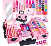 Lubibi Set Trucco Lavabile per Bambini con Valigetta, Testati per la Sicurezza Kit di Cosmetici Veri per Bambini Regalo di Compleanno di Natale Giocattolo per Ragazze età 4 5 6 7 8