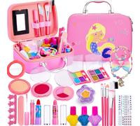 Lubibi Sirena Set Trucco Lavabile per Bambini con Valigetta,24 Pezzi Testati per la Sicurezza Kit di Cosmetici Veri per Bambini Regalo di Natale di Compleanno Giocattolo per Ragazze età 456879 10 11