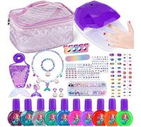 Lubibi Sirene Set di smalti per Unghie Bambina,trucchi bambina,kit per unghie,con Asciuga Unghie,Borse a sirena,Set di gioielli da sirena,Giochi Bambina Natale,regalo bambina 3 4 5 6 7 8 9 10 anni
