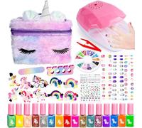 Lubibi Unicorno Set di smalti per Unghie,Smalti Bambina all'Acqua,Con Fibbia Per Capelli, Unghia Finta, Essiccatore Per Smalti Per Il Trucco Inclusi, Trucchi Bambina, Regalo Bambina 3 4 5 6 7 8 Anni