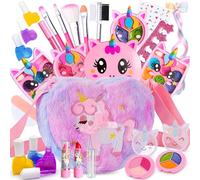 Lubibi Unicorno Set Trucco Lavabile per Bambini con Borsa di Peluche,Trucchi Bambina Set,Testati per la Sicurezza Kit di Cosmetici Veri per Bambini Giochi Natale Compleanno Regalo Bambina 456879 10 11