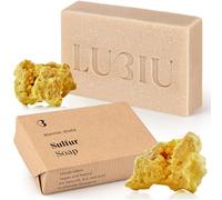 lubiu Sapone allo Zolfo per Acne Viso - 100g Sapone Naturale Artigianale - Detergente Viso & Corpo Acne & Pelle Grassa - Saponetta Zolfo