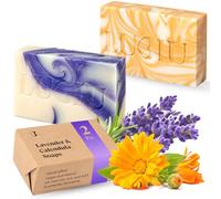lubiu Saponi Naturali Artigianali - Lavanda e Calendula - Sapone Solido (2x100g) - Set Saponette Profumate Regalo per Tutte le Pelli e Bambini - Saponetta Corpo, Sapone Mani e Saponetta Viso