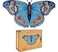 Lubiwood Farfalla Giocosa Puzzle in Legno a Forma di Animale Unica (29x21 cm) - Calma la Mente, Fornito con Scatola Regalo in Legno - Ideale per Adulti in Cerca di una Sfida Rilassante