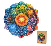 Lubiwood Mandala Elementi Deluxe Puzzle in Legno a Forma di Natura Unica (24x24 cm) - Progettato in Europa, Incoraggia la Concentrazione, Fornito con Scatola Regalo in Legno - Ideale per Adulti