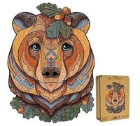 Lubiwood Orso Della Foresta Deluxe Puzzle in Legno a Forma Unica di Animale (29x21 cm) - Progettato in Europa, Incoraggia la Concentrazione, Fornito con Scatola Regalo in Legno