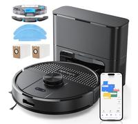 Lubluelu Robot Aspirapolvere Lavapavimenti con Mappatura Max 4500Pa, Svuotamento Automatico Polvere 2500ml, Navigazione LiDAR, Autonomia 150mins, Controllo App Silenzio e Fine Nero