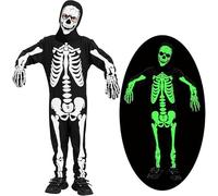 Lubolee Costume Scheletro Bambino, Costumi Halloween Bambini - Vestito Scheletro Bambino Che Brilla Nel Buio,Vestito Halloween Bambini 4-12 Anni (4-6 anni)