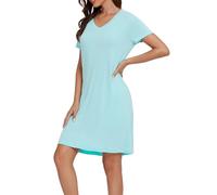 LUBOT - Camicie da notte da donna in viscosa di bambù, morbide, traspiranti e fresche, a maniche corte, per dormire, pigiami per la maternità, vestito per l'allattamento, Acqua, M