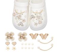 LUBOXIN 22 Pezzi Accessori per Scarpe, Graziosi Decorazione per Scarpe con Farfalle e Perle Scintillanti, Ciondoli per Scarpe Fai-da-te con Strass, Charm per Scarpe da Donna e Ragazza
