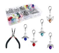 LUBOXIN Set di 50 Portachiavi Angelo Custode Kit Portachiavi Fai da Te Angelo Portachiavi Angelo Custode Portachiavi Fai Da Te per Regali di Nozze fai da te, Artigianato