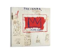 LUBOYANG Jean Michel Basquiat, poster con stampa su tela con stampa decorativa su tela, con cornice, 30 x 30 cm