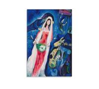 LUBOYANG Poster con stampa artistica su tela di Marc Chagall, La Mariée, decorazione artistica da parete, senza cornice, 50 x 75 cm
