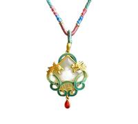 LUbrel Giada, collana di giada verde, Prosperità portata dal drago e dalla fenice Collana di giada Hetian da donna in argento sterling stile etnico cinese